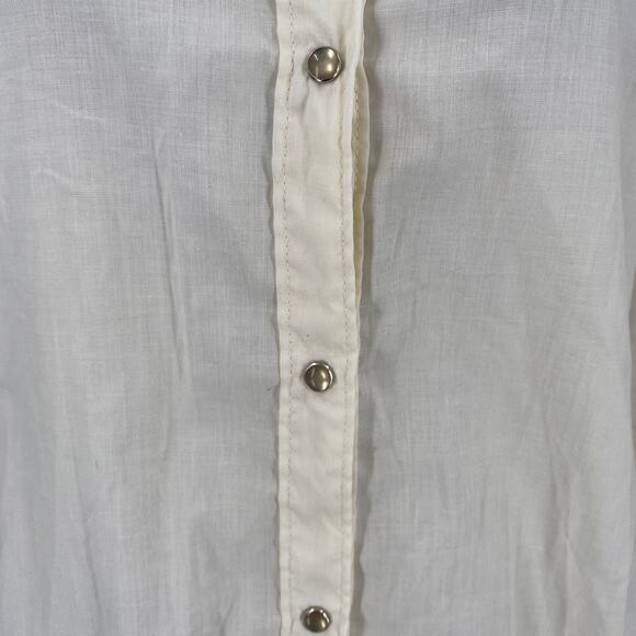 Stage West Vintage Off White Sheer Sleeve Western Button Up Blouse - Picture 3 of 8